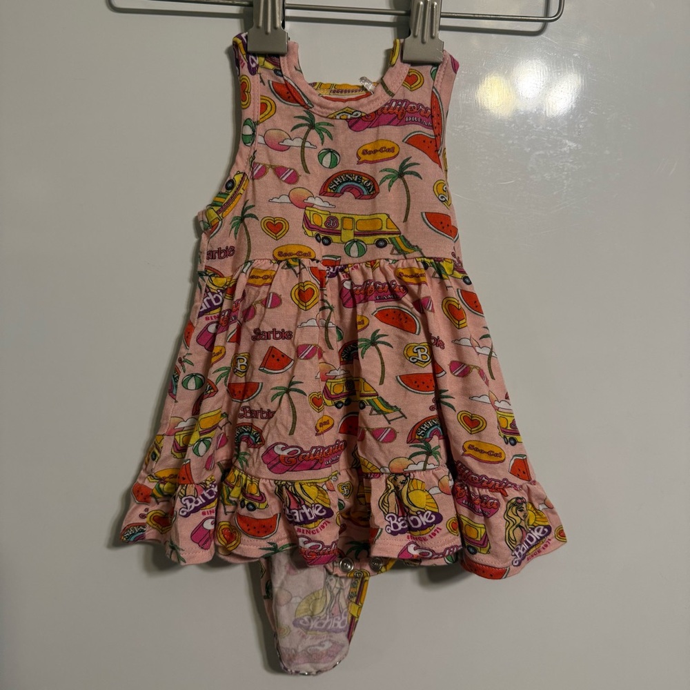 Posh Peanut x Barbie Malibu Bamboo Bubble Romper 0-3 Months EUC Summer Style